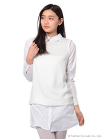 ツイード×シャツレイヤードワンピース