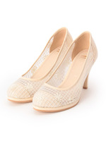 フラワーレースパンプス