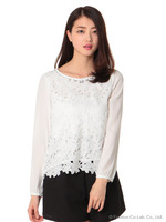 レースレイヤードシフォンブラウス