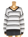 ランダムボーダーVネックニットTOPS