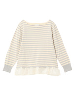 ペプラムつきボートネックボーダーニット