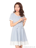 裾配色ピコリボンOP