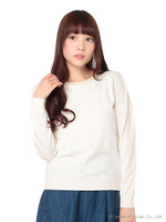 パール衿レースニットプルオーバー