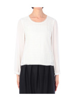 幾何学柄レース切り替えブラウス