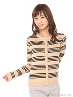 ASニットカーディガン/ベージュ柄