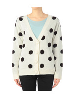 BIGドットVネックニットカーディガン/ホワイト(704)