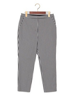 JOC C/N STRCノータックギンガムパンツ/8分丈/Black