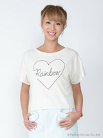 RainbowハートTシャツ/アイボリー