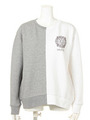 SWEAT CREW TOP HALF&HALF/ASH