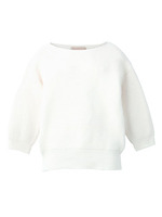 [L]コットン混ドロップショルダープルオーバー/ホワイト(001)