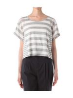 [L]リヨセルシルケットボーダープルオーバー/グレー系(310)