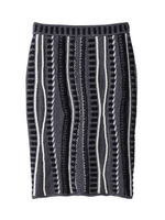 [L]幾何学柄ニットタイトスカート/グレー系(514)