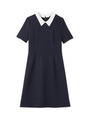 [S]ウール衿つきワンピース/ネイビー系(093)