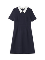 [S]ウール衿つきワンピース/ネイビー系(093)