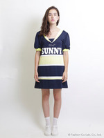 football puff sleeve dress/NAVY