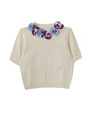 pansy knit pullover short sleeve/offwhite