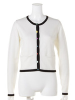 【AULA　AILA　BASE】コットンナイロンシルク　パイピンクカーデ/ライトブルー×ピンク