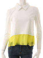 【ECURY】裾シフォンドッキングトップス/ラベンダー