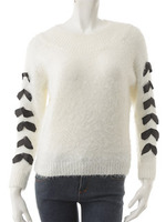 【ECURY】袖リボンシャギーニットトップス/ホワイト