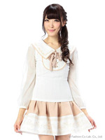 【LIZLISA】衿プリントトップス/ネイビー