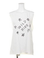 【Planet blue world】手書きプリントタンク/ブルー