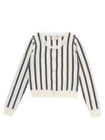 【Tralala】ストライプフリルカーディガン/ネイビー