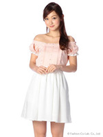 【Tralala】袖リボンワンピ/ネイビー