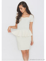 【WEB限定】ハートネックペプラムワンピース/オフホワイト