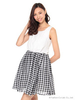 【dazzlin】ギンガム切替リボンワンピース/ブルー