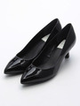 【enchanted】本革ローヒールポインテッドパンプス/ブラック