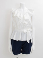 【宮田聡子さんカタログ着用】カシュクールフリルブラウス/カーキ