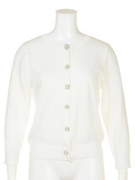 【洗える】ビジュー釦カーデ/レッド