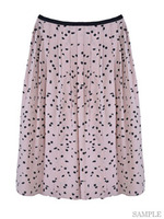 かすれドットプリーツSK/ピンクベージュ×ブラックドット