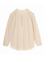 くるみボタンシフォンシャツ/ベージュ系(050)