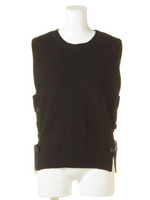 アゼ脇レースアップクルーネックノースリーブ/オフホワイト