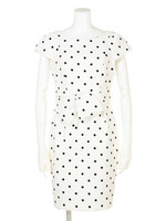 ウエストリボンドットワンピース/ネイビー