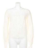 オーガン切替ニットカーディガン/ホワイト