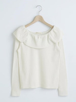 オフショルギャザープルオーバー/グレー柄