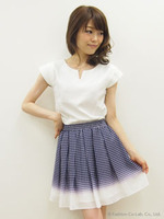 ギンガムグラデーションスカート/ブルー