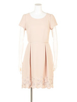 クリンクルローズ刺繍ワンピース/ブルー