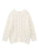 ケーブル編みポップコーンニット/ホワイト(001)