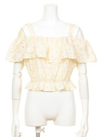 コットン刺繍オフショルトップス/YEL