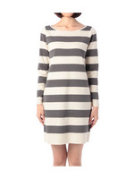 ゴム編みボーダーニットワンピース/レッド系(366)