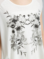 サイドフラワープリントTOPS/ブルー