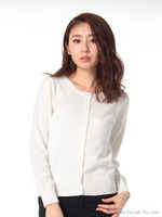 サイドレースクルーネックニットカーデ/ネイビー