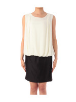 サテン切り替えノースリーブワンピース/ホワイト(519)