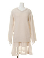 シースルーニットコンビワンピース/PNK