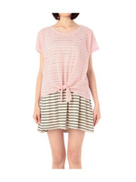 シアーボーダープルオーバー+ボーダーワンピースSET/ピンク系(072)