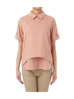 シャドーギンガムチェックブラウス/ピンク系(073)