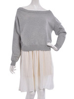ショートニットコンビワンピース/グレー
